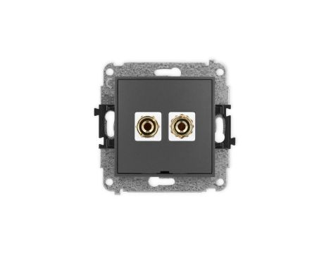 ICON Mechanizm gniazda głośnik. poj. bez opisu (banan czerwony i czarny, pozłacany, 4 mm2 do lutowania) grafitowy mat 28IGGBO-3