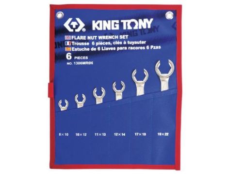 KING-TONY ZESTAW KLUCZY DO PRZEWODÓW HAMULCOWYCH 6cz. 8 - 22mm, ETUI