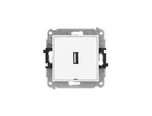 ICON Mechanizm gniazda pojedynczego USB A-A 2.0, bez pola opisowego biały mat 25IGUSBBO-1