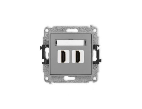 ICON Mechanizm gniazda podwójnego HDMI 2.0 szary mat 27IHDMI-4