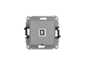 ICON Mechanizm gniazda pojedynczego USB A-B 2.0, bez pola opisowego szary mat 27IGUSBBO-3