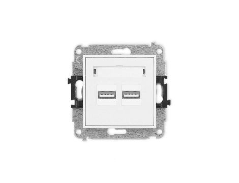 ICON Mechanizm ładowarki USB podwójnej, 5V, 3.1A biały mat 25ICUSB-6