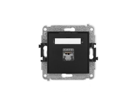 ICON Mechanizm gniazda komputerowego pojedynczego 1xRJ45, kat. 6, ekranowane, 8-stykowy czarny mat 12IGK-5