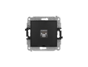 ICON Mechanizm gniazda komputerowego pojedynczego 1xRJ45, kat. 5e, ekranowane, 8-styk, bez pola opisowego czarny mat 12IGKBO-1e