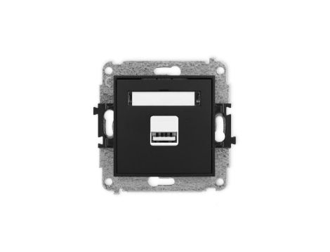 ICON Mechanizm ładowarki USB pojedynczej, 5V, 1A czarny mat 12ICUSB-1