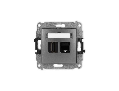 ICON Mechanizm gniazda pojedynczego HDMI 2.0 + gniazda komp. poj. 1xRJ45, kat. 5e, 8-stykowy grafitowy 11IGHK