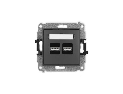ICON Mechanizm ładowarki USB podwójnej, 5V, 3.1A grafitowy mat 28ICUSB-6