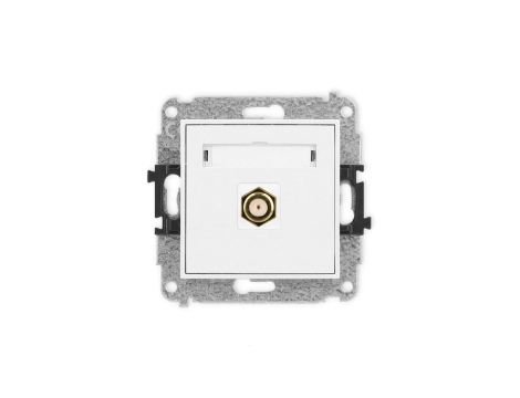 ICON Mechanizm gniazda antenowego pojedynczego typu F (SAT) pozłacany biały mat 25IGF-1.1