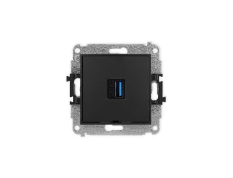 ICON Mechamizm gniazda pojedynczego USB A-A 3.0, bez pola opisowego czarny mat 12IGUSBBO-5