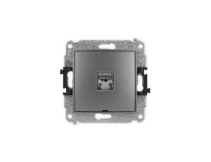 ICON Mechanizm gniazda komputerowego pojedynczego 1xRJ45, kat. 6, ekranowane, 8-stykowy, bez pola opisowego grafitowy 11IGKBO-5