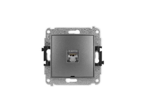 ICON Mechanizm gniazda komputerowego pojedynczego 1xRJ45, kat. 6, ekranowane, 8-stykowy, bez pola opisowego grafitowy 11IGKBO-5