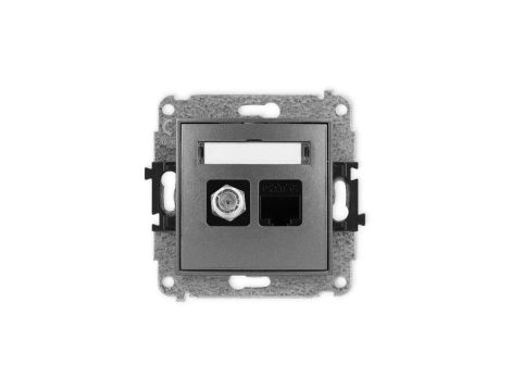 ICON Mechanizm gniazda antenowego poj. typu F (SAT) + gniazda komp. poj. 1xRJ45, kat. 6, 8-stykowy grafitowy 11IGFK-3