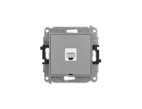 ICON Mechanizm gniazda komputerowego pojedynczego 1xRJ45, kat. 6, 8-stykowy, bez pola opisowego szary mat 27IGKBO-3