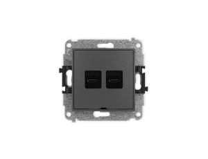 ICON Mechanizm gniazda podwójnego 2xUSB C-C, bez pola opisowego grafitowy mat 28IGUSBBO-8