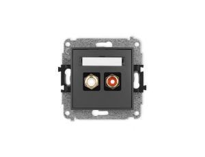 ICON Mechanizm gniazda podwójnego RCA (typu cinch - biały i czerwony, pozłacany) grafitowy mat 28IGRCA-2