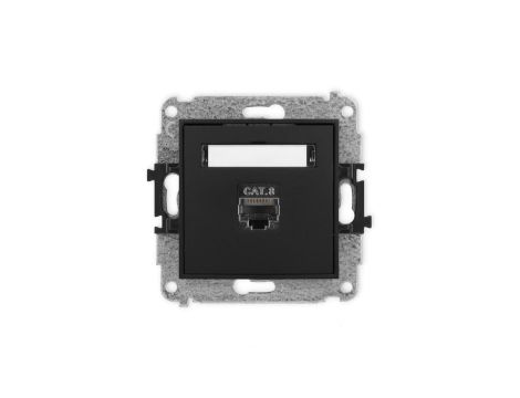 ICON Mechanizm gniazda komputerowego pojedynczego 1xRJ45, kat. 8, ekranowane, 8-stykowy czarny mat 12IGK-11