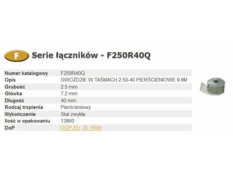 BOSTITCH GWOŹDZIE F 2,50-40 R Q