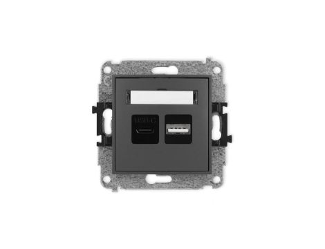 ICON Mechanizm ładowarki USB podwójnej USB C + USB A, 20W max. grafitowy mat 28ICUSB-8