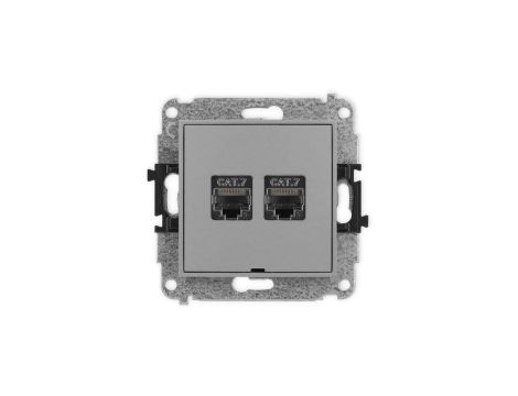 ICON Mechanizm gniazda komputerowego podwójnego 2xRJ45, kat. 7, ekranowane, 8-stykowy, bez pola opisowego szary mat 27IGKBO-10