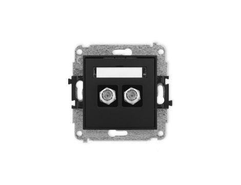 ICON Mechanizm gniazda antenowego podwójnego typu F (SAT) niklowany czarny mat 12IGF-2