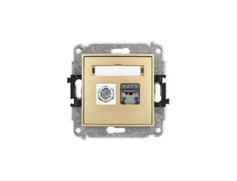 ICON Mechanizm gniazda antenowego poj. typu F (SAT) + gniazda komp. poj. 1xRJ45, kat. 6 ekranowane, 8-stykowy złoty 29IGFK-5