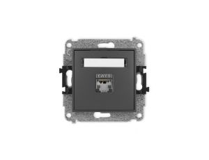 ICON Mechanizm gniazda komputerowego pojedynczego 1xRJ45, kat. 6, ekranowane, 8-stykowy grafitowy mat 28IGK-5