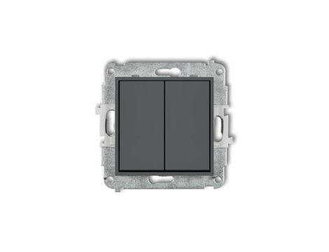 ICON Mechanizm łącznika jednobiegunowego ze schodowym (dwa klawisze bez piktogramów wspólne zasilanie) grafitowy mat 28IWP-10.11