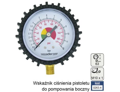 ADLER WSKAŹNIK 0-12 BAR M10x1mm BOCZNY