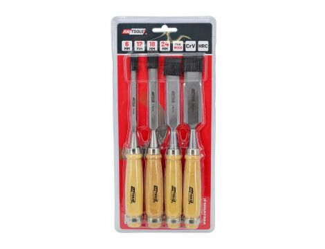 AWTOOLS ZESTAW DŁUT Z DREWNIANYMI UCHWYTAMI 4 SZTUKI 6/12/18/24 MM - 4