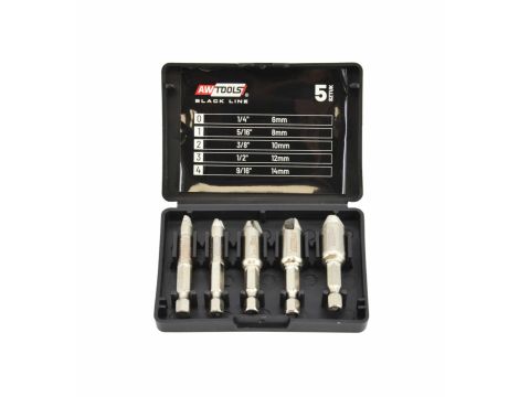 AWTOOLS ZESTAW WYKRĘTAKÓW DO URWANYCH ŚRUB / NAKRĘTEK 5 elem.   BLACK LINE