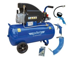 ADLER KOMPRESOR 50l AD 2050-50-8BAR 230V Z ZESTAWEM AKCESORIÓW