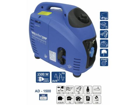 ADLER GENERATOR PRĄDOTWÓRCZY INWENTOROWY 1,5KW  AD-1500