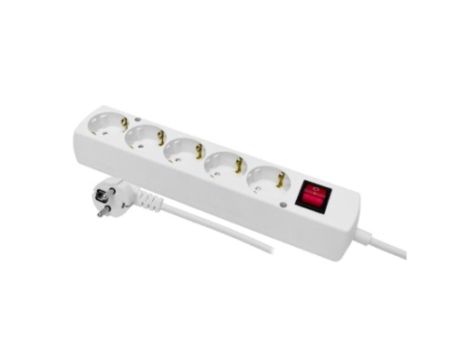 Przedłużacz z wyłącznikiem 5-gniazd z/u Schuko 16A 10m /H05VV-F 3x1,5/ biały PS-570S WS T-974220