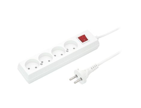 Przedłużacz z wyłącznikiem 4-gniazda b/u 10A 1,5m /OMY 2x1/ biały PS-460WS T-105910