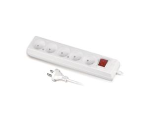 Przedłużacz z wyłącznikiem 5-gniazd b/u 10A 1,5m /OMY 2x1/ biały PS-560WS T-105970