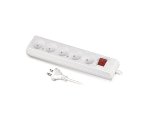 Przedłużacz z wyłącznikiem 5-gniazd b/u 10A 1,5m /OMY 2x1/ biały PS-560WS T-105970