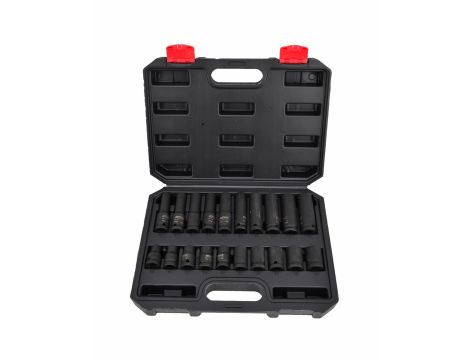 AWTOOLS  ZESTAW NASADEK UDAROWYCH KRÓTKICH I DŁUGICH 1/2" 20cz. BLACK LINE