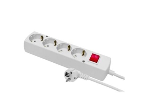 Przedłużacz z wyłącznikiem 4-gniazda z/u Schuko 16A 5m /H05VV-F 3x1,5/ biały PS-470S WS T-973490