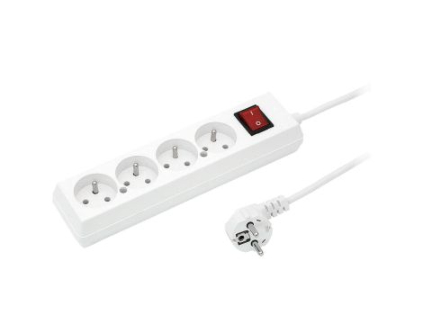 Przedłużacz z wyłącznikiem 4-gniazda z/u 16A 5m /OMY 3x1,5/ biały PS-470WS T-973330