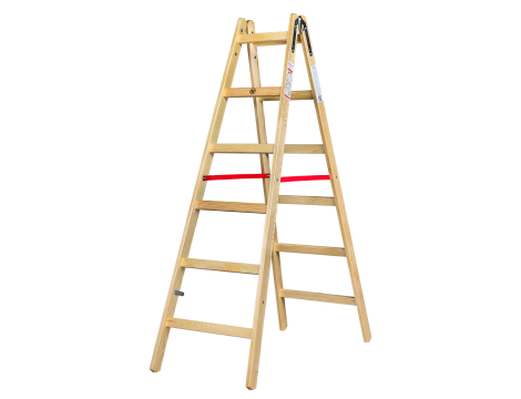AWTOOLS DRABINA DREWNIANA  2x 6 STOPNI 150KG - 4