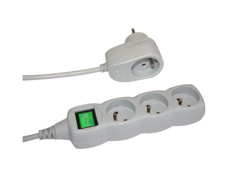 Przedłużacz 3-gniazdowy, 2m szary, międzywtyczka, z wyłącznikiem, 3x1,0mm OWY / 24215