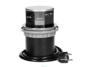 ORNO GNIAZDO MEBLOWE WYSUWANE Z BLATU Z ŁADOWARKĄ USB I PRZEWODEM 1,5 m