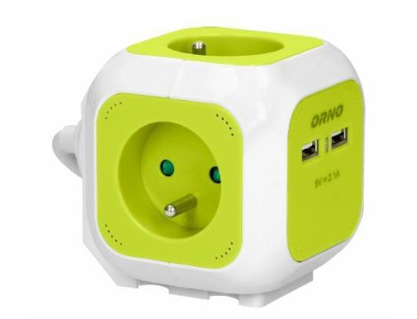 ORNO PRZEDŁ KOSTKA 4x2P+Z 2xUSB