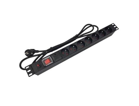 Listwa zasilająca rack 19 cali PDU gniazdo 7 x CEE 7/5 wtyk CEE 7/7 z wyłącznikiem i zabezpieczeniem