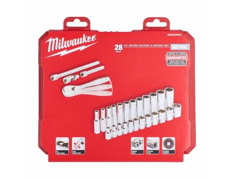 MILWAUKEE ZESTAW NASADEK 28 szt. 1/4" Z GRZECHOTKĄ