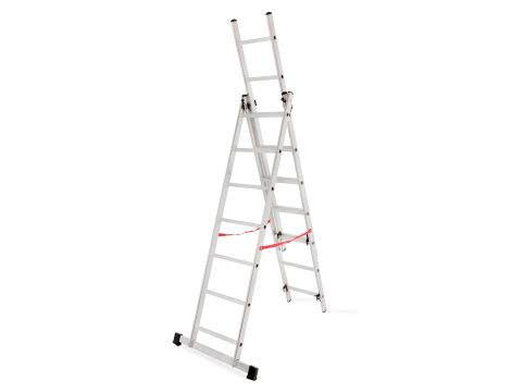 AWTOOLS DRABINA ALUMINIOWA BASIC 3x7 STOPNI 150KG - 2