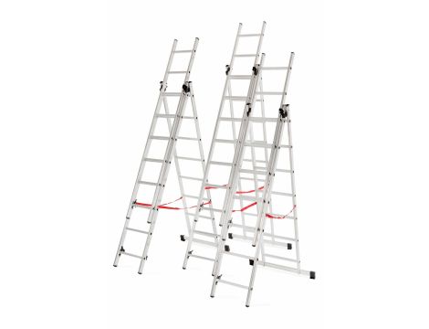 AWTOOLS DRABINA ALUMINIOWA BASIC 3x7 STOPNI 150KG - 11