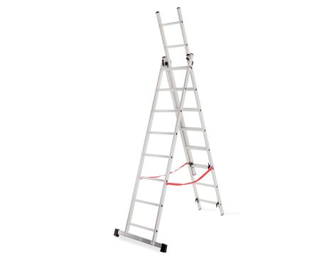 AWTOOLS DRABINA ALUMINIOWA BASIC 3x8 STOPNI 150KG - 2