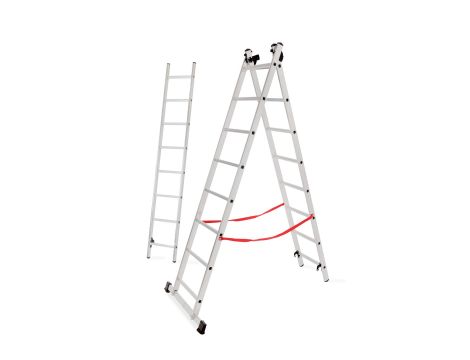 AWTOOLS DRABINA ALUMINIOWA BASIC 3x8 STOPNI 150KG - 6