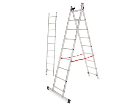 AWTOOLS DRABINA ALUMINIOWA BASIC 3x9 STOPNI 150KG - 7